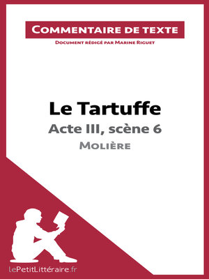 cover image of Le Tartuffe de Molière--Acte III, scène 6